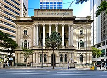 The National Australia Bank Building, located on Queen Street, was heritage listed in October 1992. Former National Australia Bank at 308 Queen Street, Brisbane, 2021.jpg