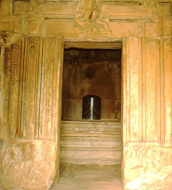 Garbhagriha at Pattadakal with the Lingam icon of the god Shiva.