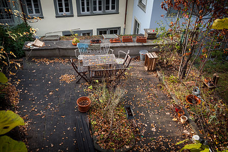 A small nice garden found on the roof of a building near the Lindenhof park in Zürich