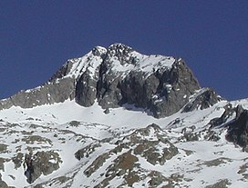 Cime du Gélas, in winter, from Vallon de la Madone de Fenestre