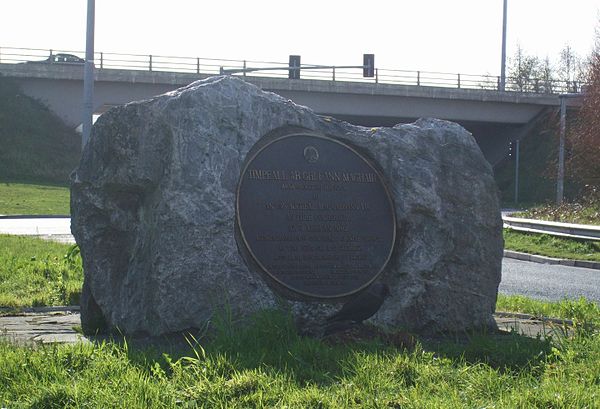 Commemorative plaque marking the opening of the Glanmire Bypass in 1992, located at the Dunkettle Interchange, Cork.