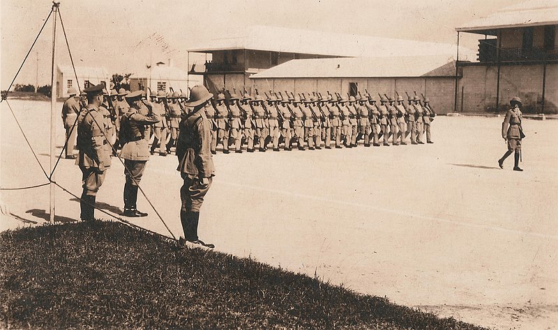 File:Governor of Bermuda Lieutenant-General Sir Louis Bols takes salute at Prospect Camp in 1930.jpg