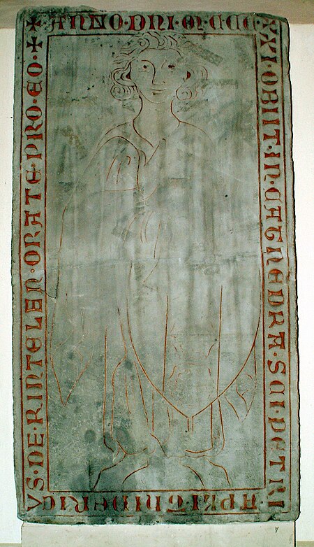 Grabplatte Thidericus de Rintelen Dietrich von Rinteln 1321 02 22 Ritzzeichnung Kreuzkirche Hannover