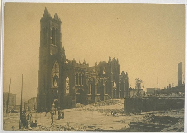 The cathedral shortly after the 1906 earthquake