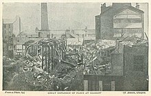 Aftermath of the Tradeston Flour Mills explosion photographed by Thomas Annan and published in The Strand Magazine in 1897. Great Explosion of Flour at Glasgow - From a photo by Thomas Annan, Glasgow.jpg