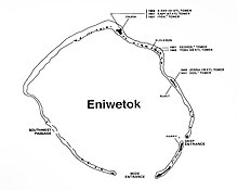 Enewetak Atoll, relative to all Operation Greenhouse test-firing locations. Also included are shot locations for the previous Operation Sandstone. Greenhouse Enewetak.jpg