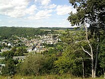 Generel udsigt over landsbyen Hamoir fra klippen fra Coisse