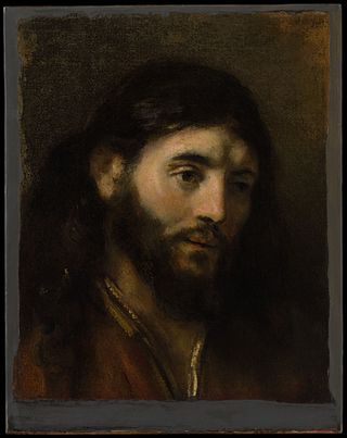 <i>Head of Christ</i> (Rembrandt, New York) Painting by Rembrandts workshop