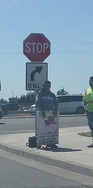 File:Homeless man at West Shaw Ave. (Fresno CA 93722).jpg