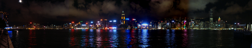 The panoramic night view of "Island side" as seen from "Kowloon side" - TST