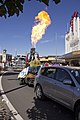 Hot air balloons in the SunRice Festival parade in Pine Ave, Leeton, New South Wales.