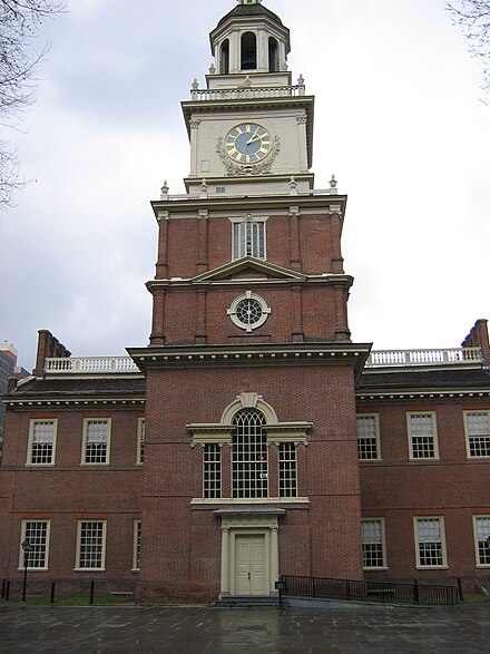 Independence Hall in Philadelphia, where the Declaration of Independence was signed and the U.S. Constitution ratified