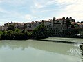 Congiunzione tra il fiume Dora Baltea e la chiusa del Naviglio di Ivrea, Ivrea, Piemonte, Italia