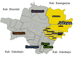 Peta genah Jebres ring Kota Surakarta