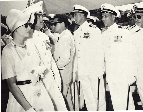 Commanding general of Fleet Marine Force Pacific, Lieutenant general McLaughlin escorting Princess Grace of Monaco during her visit to Hawaii.