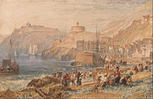St Mawes Castle (centre) and Pendennis (left) depicted by J. M. W. Turner in 1823 Joseph Mallord William Turner - St. Mawes, Cornwall - Google Art Project.jpg