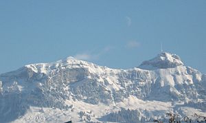 Kamor left and Hoher Kasten seen from Appenzell