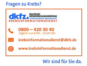 Hier steht, wann und wie man den Krebsinformationsdienst erreichen kann: Telefonnummer, E-Mail-Adresse und Webadresse