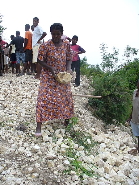 File:Lady assists in Louseau road building project above Petionville, Haiti.jpg