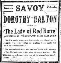 Newspaper ad for The Lady of Red Butte, May 1919