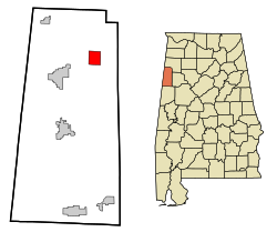 Lamar County Alabama Incorporated and Unincorporated areas Beaverton Highlighted.svg