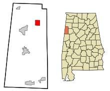 Lamar County Alabama Incorporated and Unincorporated areas Beaverton Highlighted.svg