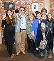 Carmen Novoa and Son Maurice Novoa Ruiz at the Latin American Art Expressions exhibition held at Melbourne's heritage listed building of The Mission to Seafarers