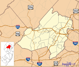 Location of Lake Hopatcong in New Jersey, USA.