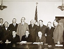 The members of the War Labor Board, as photographed before their initial meeting on January 16, 1942; Chairman Davis is front row center Lot-1945-11 (34595818902).jpg