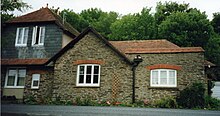 The station building - now a private home - from the road, in 1996 Lynton and Lynmouth railway station east side.jpg