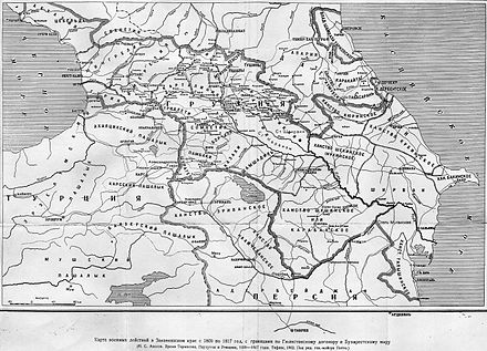 Historical Russian map of the Caucasus region at the beginning of the 19th century