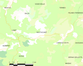 Mapa obce Mouthoumet