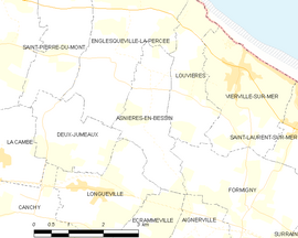 Mapa obce Asnières-en-Bessin