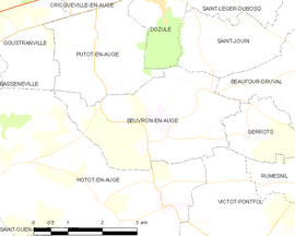 Mapa obce Beuvron-en-Auge