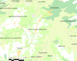 Mapa obce Saint-Jacques-des-Blats