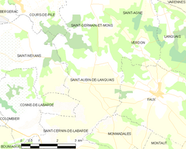 Mapa obce Saint-Aubin-de-Lanquais