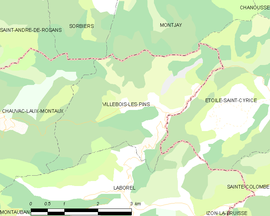 Mapa obce Villebois-les-Pins