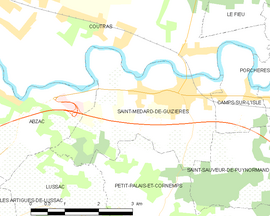 Mapa obce Saint-Médard-de-Guizières