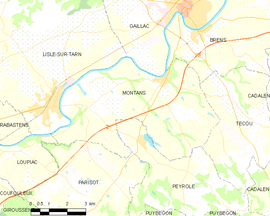 Mapa obce Montans