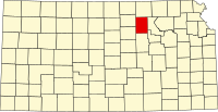 Map of Kanzas highlighting Clay County