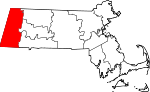 Mapa de Massachusetts coa localización do condado de Berkshire