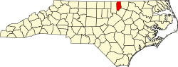Kart over Vance County i North Carolina