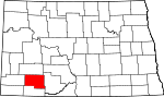 State map highlighting Hettinger County