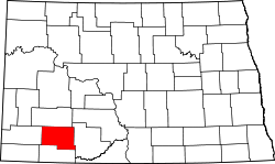 map of North Dakota highlighting Hettinger County