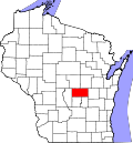 Map of Wisconsin highlighting Waushara County.svg