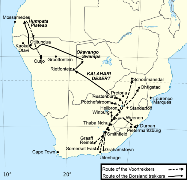 File:Map of the Route of the Dorsland Trekkers.png