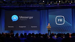 Mark Zuckerberg on stage at Facebook's F8 Developers Conference 2015 (16748468719).jpg