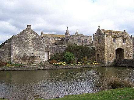 Markenfield Hall in North Yorkshire, a 14th-century manor house with moat and gatehouse