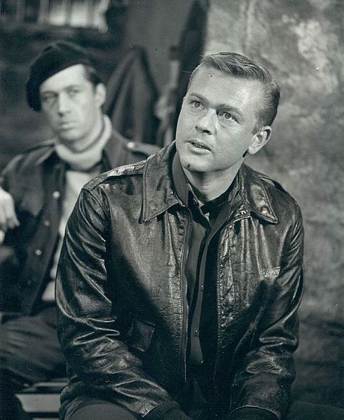 David Carradine (left) and Martin Milner in the Chrysler Theatre presentation "The War and Eric Kurtz" (1965)