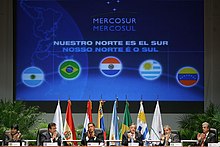 Mercosur, a regional trade bloc between Argentina, Brazil, Paraguay, Uruguay, and Venezuela. Mercosul-04-jul-2005.jpeg